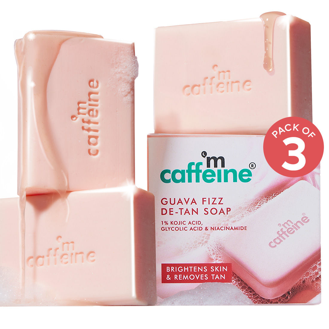 Brightening Tan Removal Soap - 1% Kojic Acid & Glutathione -Tangy Guava Perfume Syndet Bar