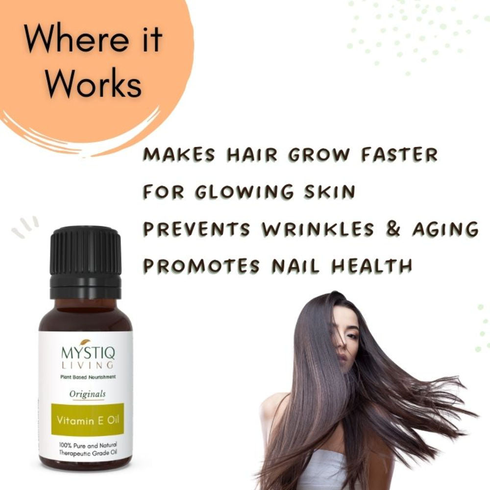 Natural Vitamin E Oil For Hair, Skin & Face Oil Glowing And Hydrated Skin