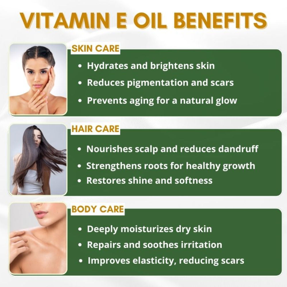 Natural Vitamin E Oil For Hair, Skin & Face Oil Glowing And Hydrated Skin