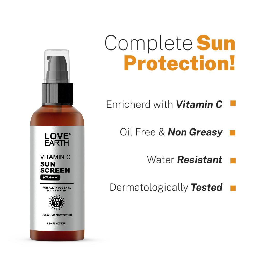 Vitamin C Sunscreen SPF-50 for UVAUVB Ray Protection with Vitamin C & Essential Oils