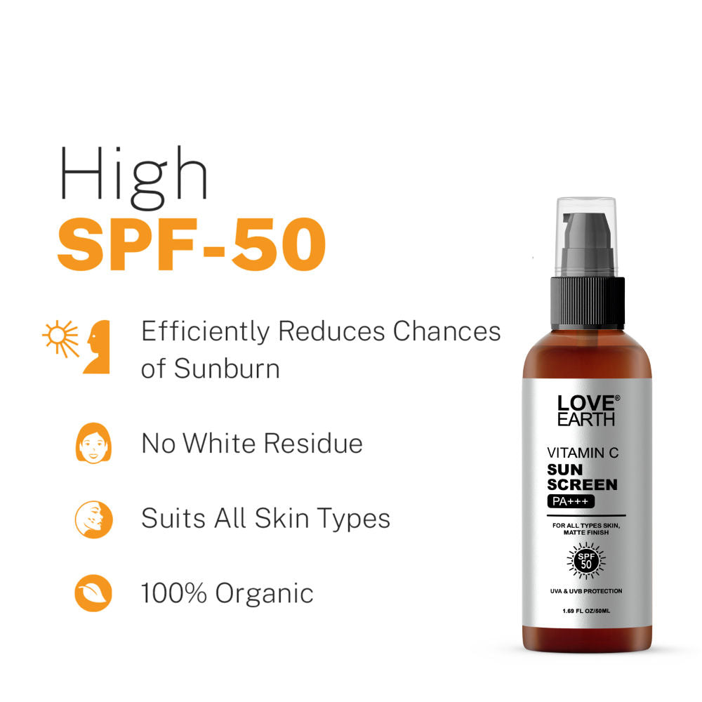 Vitamin C Sunscreen SPF-50 for UVAUVB Ray Protection with Vitamin C & Essential Oils