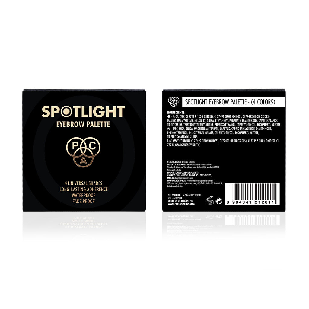 Spotlight Eyebrow Palette X4 - Longlasting Micro Fine Powder Formula, Pigmented Natural Shades