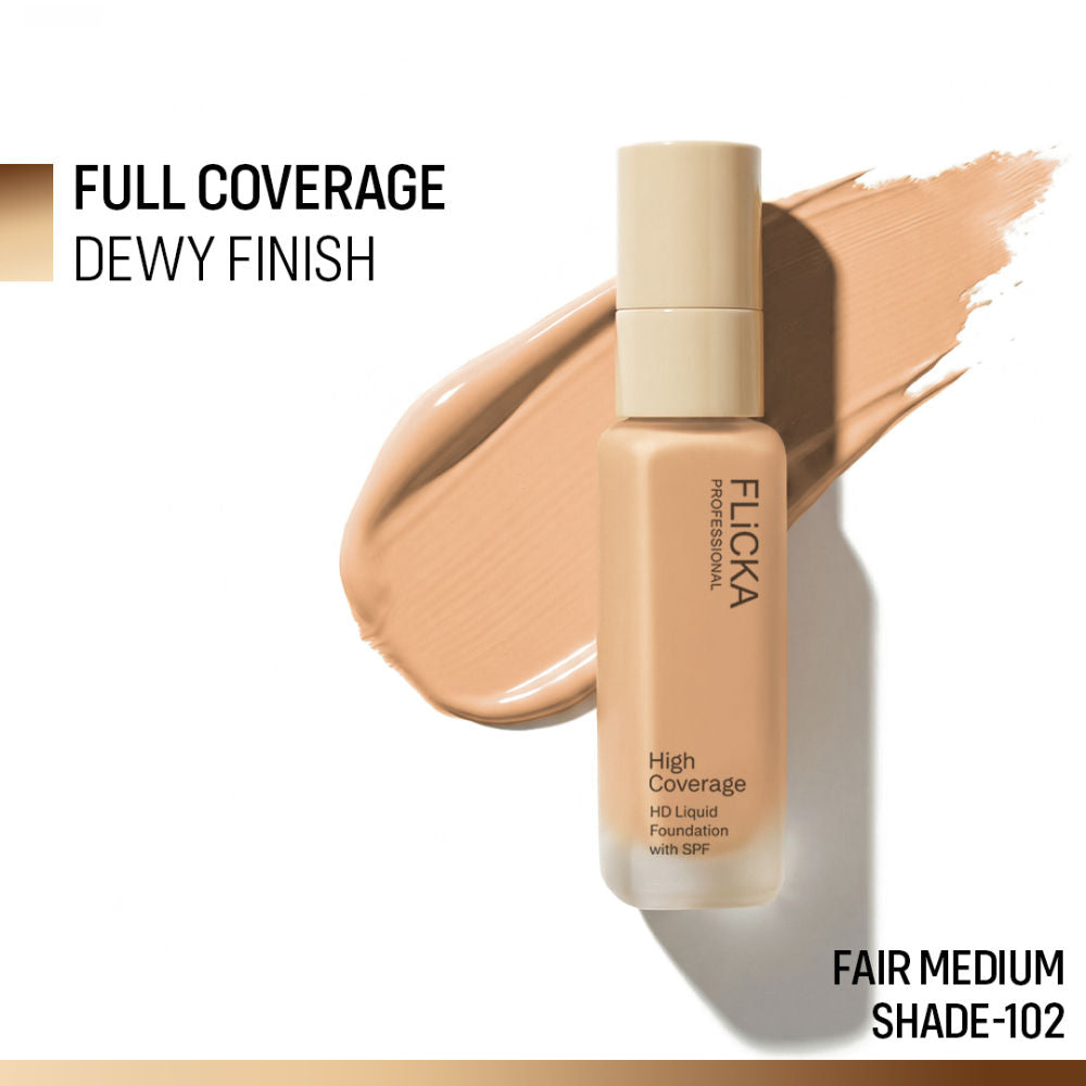Pro HD Liquid Foundation High Coverage Dewy Finish SPF 16Hr Long Wear - 102 Fair Medium