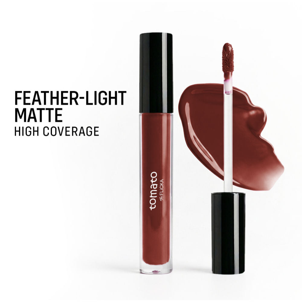Tomato Liquid Lipstick Rich Matte Long Lasting Intense Pigment Smudgeproof - 04 Shade