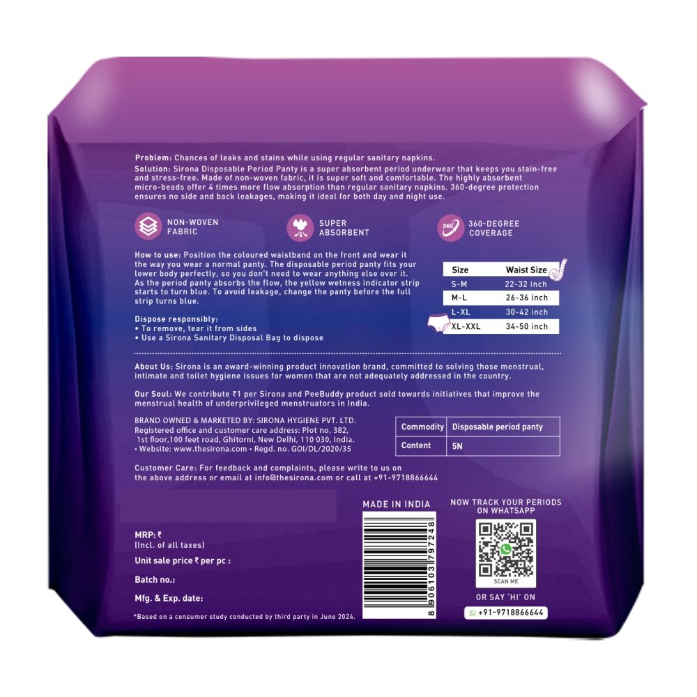 Disposable Period Panties XL-XXL For Heavy Flow, 360 Protection ,No Leakage Or Rashes