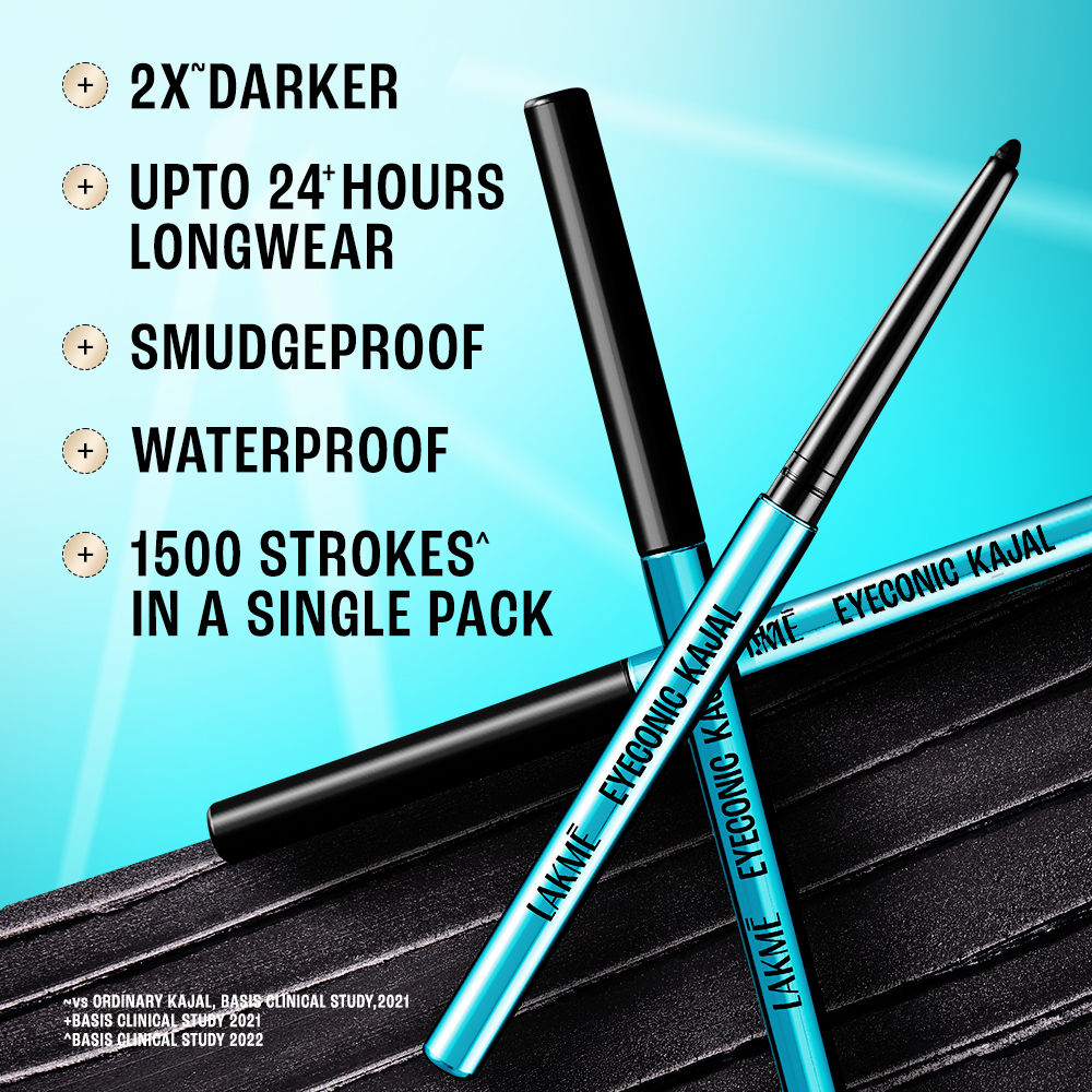9 to 5 Eyeconic Kajal, Waterproof, Smudgeproof, lasts 24 Hrs, Sparkling Black
