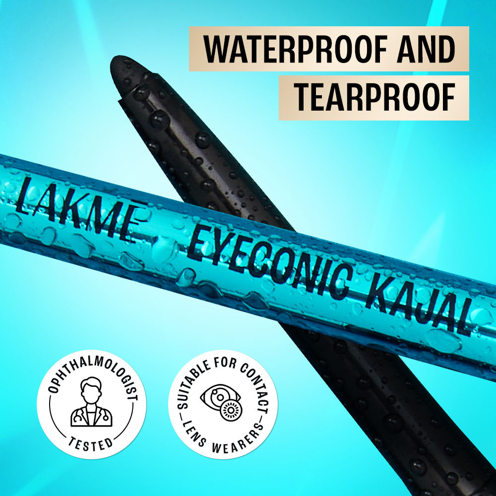 9 to 5 Eyeconic Kajal, Waterproof, Smudgeproof, lasts 24 Hrs, Sparkling Black