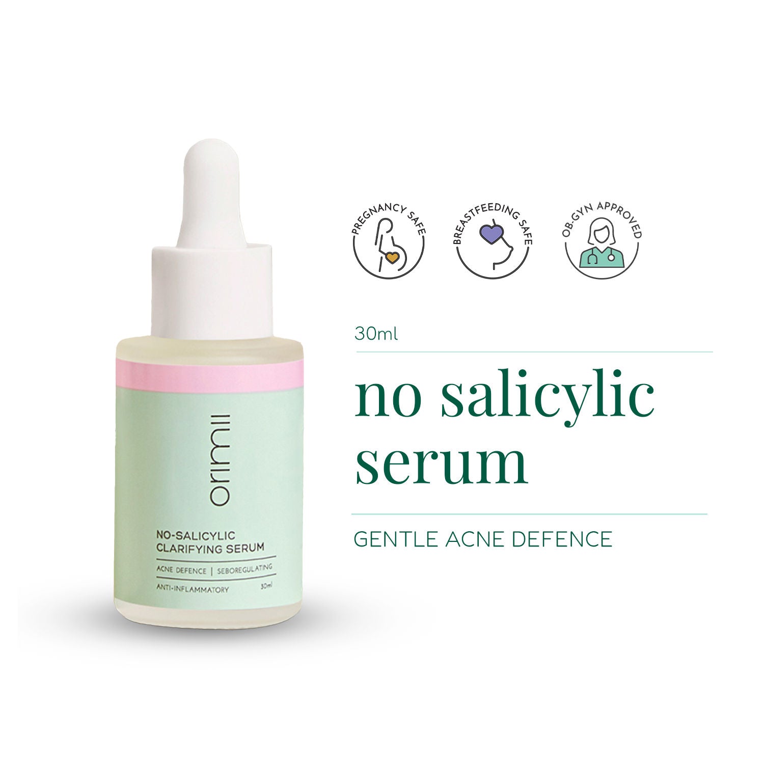 No Salicylic Clarifying Face Serum For Acne Control - Non Comedogenic, Pregnancy Safe