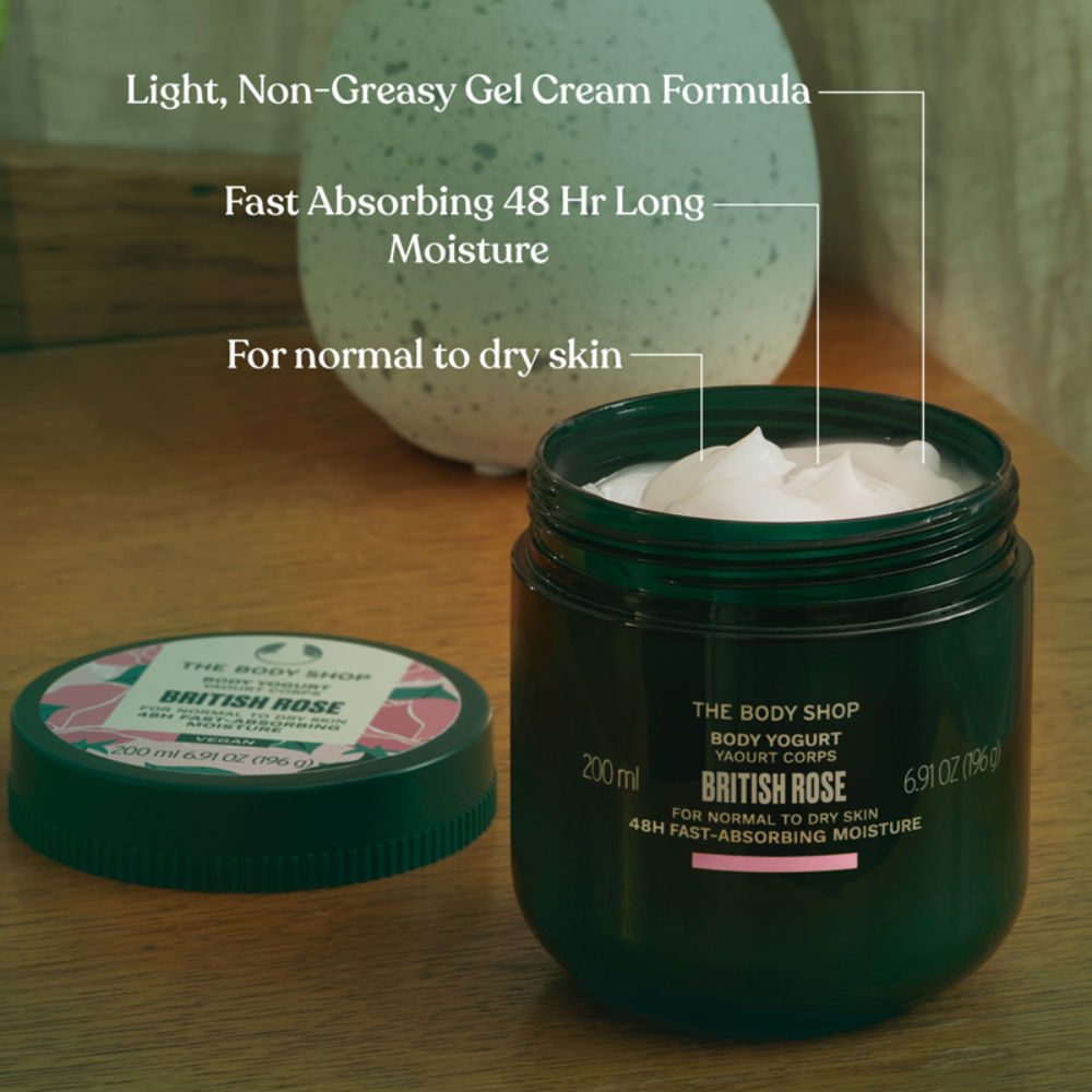 British Rose Body Yogurt, 48-Hour Hydration , Rose & Shea Butter