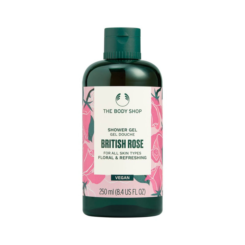 British Rose Shower Gel, Softens & Cleanses, Floral Scent of Rose & Aloe, Soap-Free