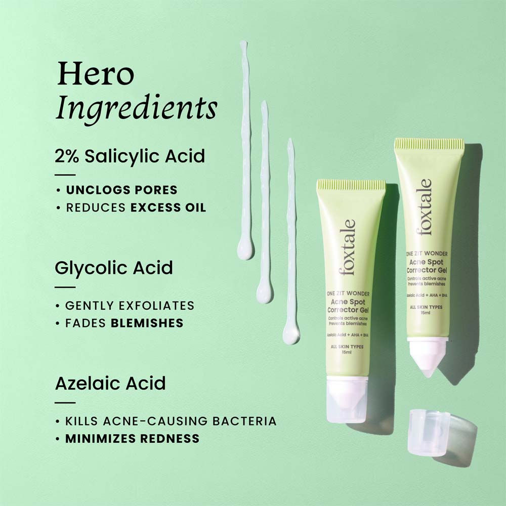 Acne Spot Corrector Gel with Azelaic Acid + AHA + BHA for Treating Active Acne in 12 hrs