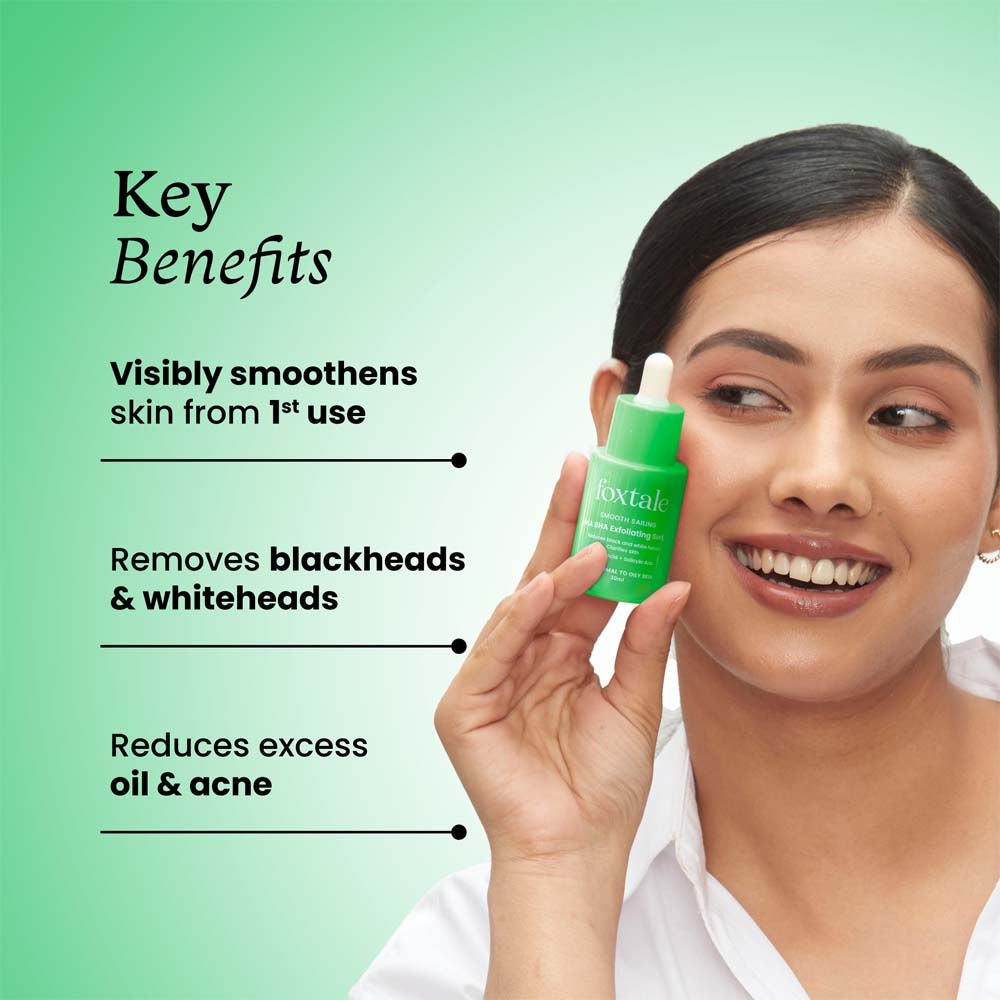 AHA BHA Exfoliating Serum Glycolic Acid + Salicylic Acid Niacinamide for Acne & Blackheads Normal To Oily Skin