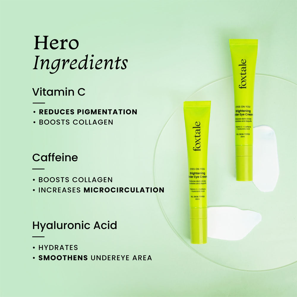 Brightening Under Eye Cream with Vitamin-C, Caffeine & Hyaluronic Acid