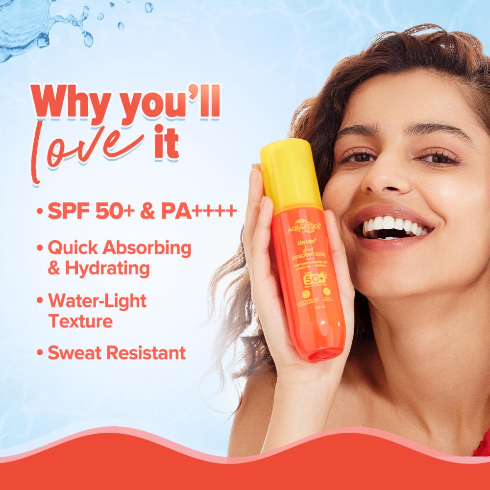 Detan+ Dewy Sunscreen Spray Spf 50+ Pa++++ Oxybenzone Free For All Skin Types
