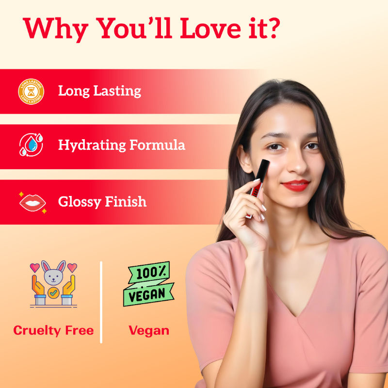 Lip Gloss-Monroe, Classic Red Gloss,Hydrating, Long-Lasting, with Rosehip & Coconut Oil