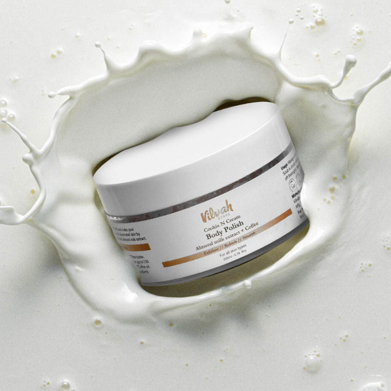 Cookie N Cream Exfoliating Coffee Body Polish Scrub, with Shea Butter & Almond Milk Extracts