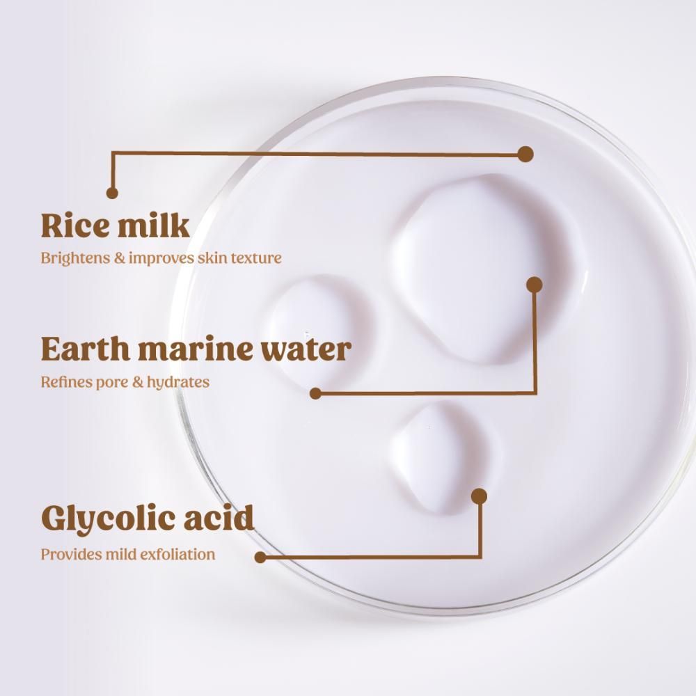 Face Toner with Rice Milk extract, Glycolic acid & Earth Marine Water for Pore-minimizing