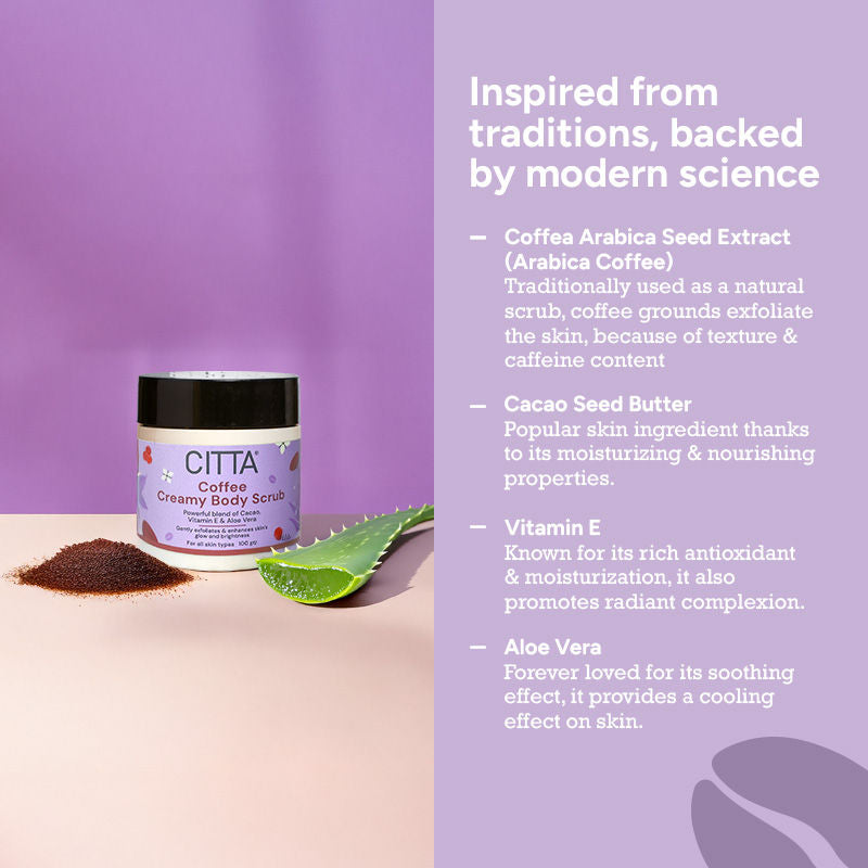 Coffee Creamy Body Scrub, Mild Exfoliation, Creamy, Moisturizing Base, Non-Irritating