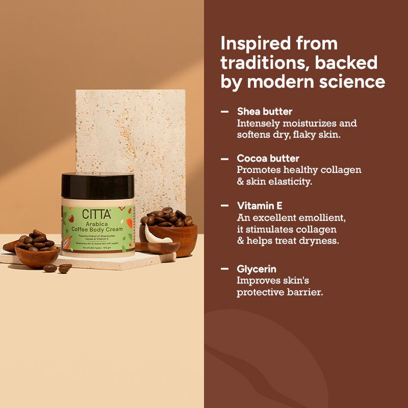 Arabica Coffee Body Cream, Moisturized, Glowing Skin with Indulgent Arabica Coffee Fragrance
