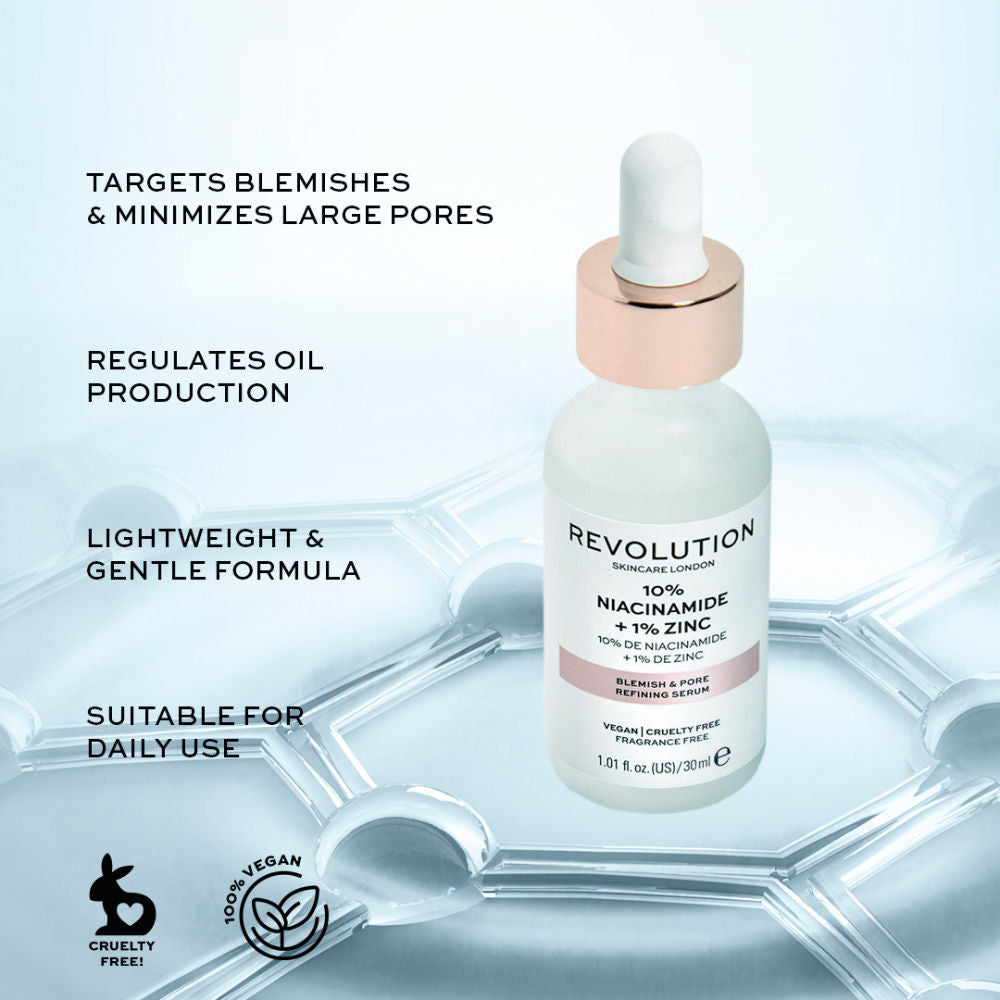 Skincare Blemish and Pore Refining Serum - 10% Niacinamide + 1% Zinc