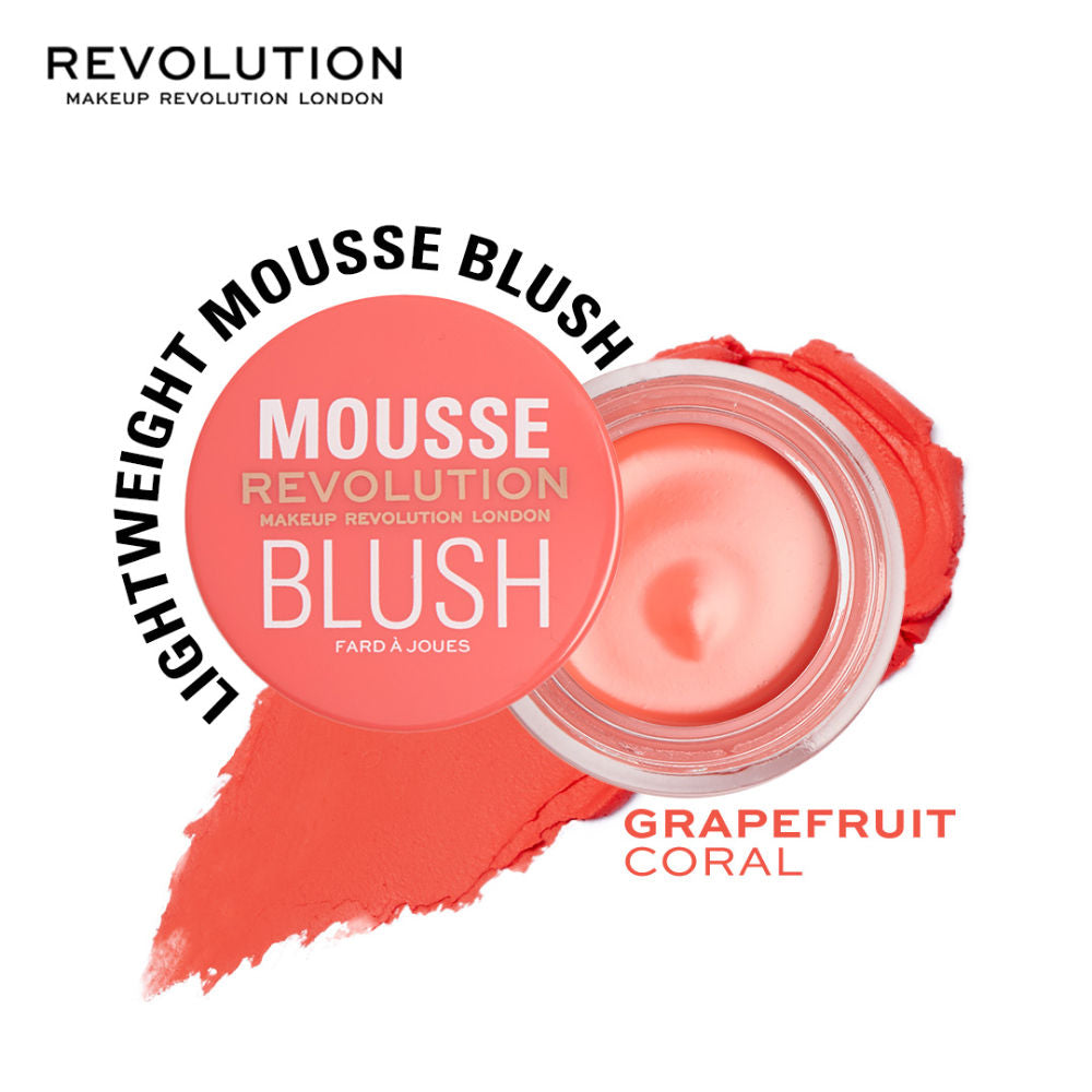Mousse Blush - For Cheeks & Eyes Non Sticky-Soft Focus Effect - Grape Fruit Coral