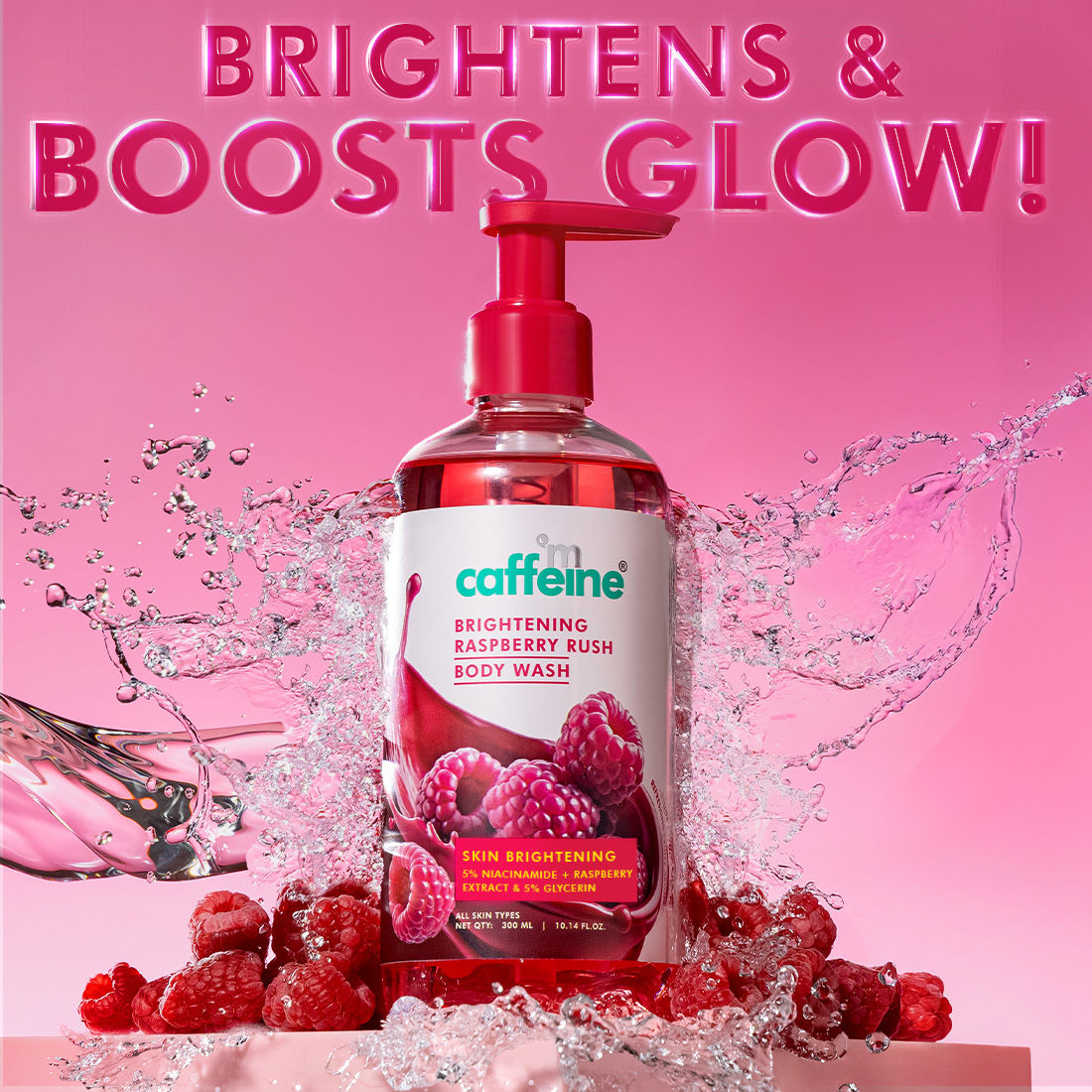 Brightening Body Wash 5% Niacinamide & Raspberry Boosts Glow, 5% Glycerine Softens Skin