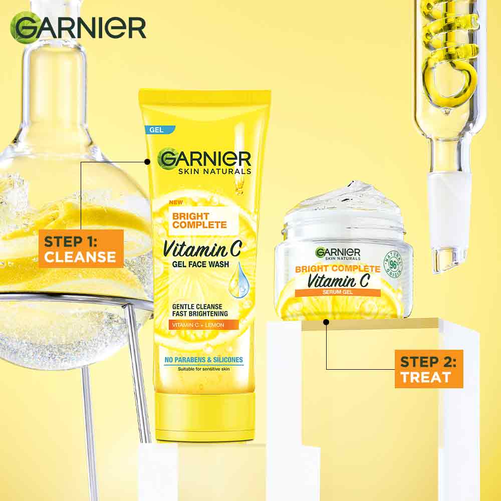 Garnier Bright Complete Vitamin C Serum Gel With Vitamin C Cream For Instant Brighter Skin