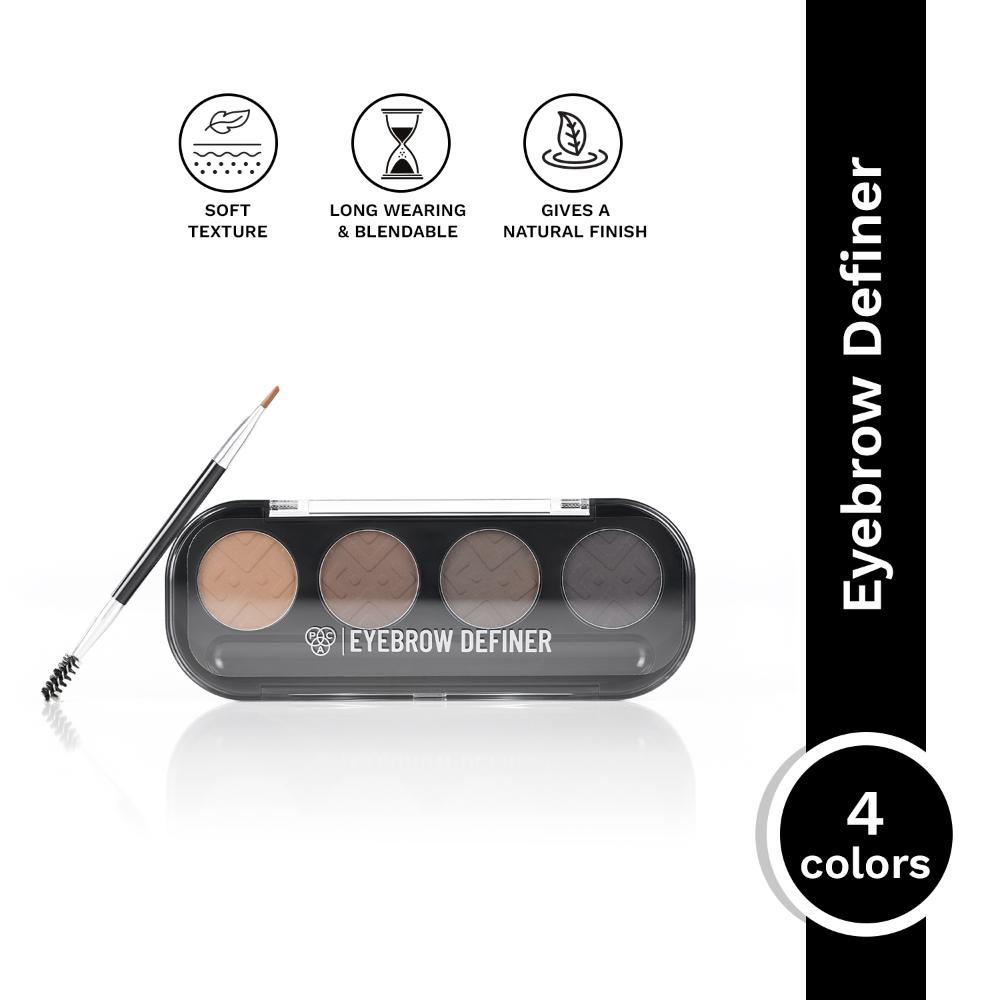 Eyebrow Definer Palette 4 colors - Fine Powder Formula With 2-in-1 Angled Spoolie Brush