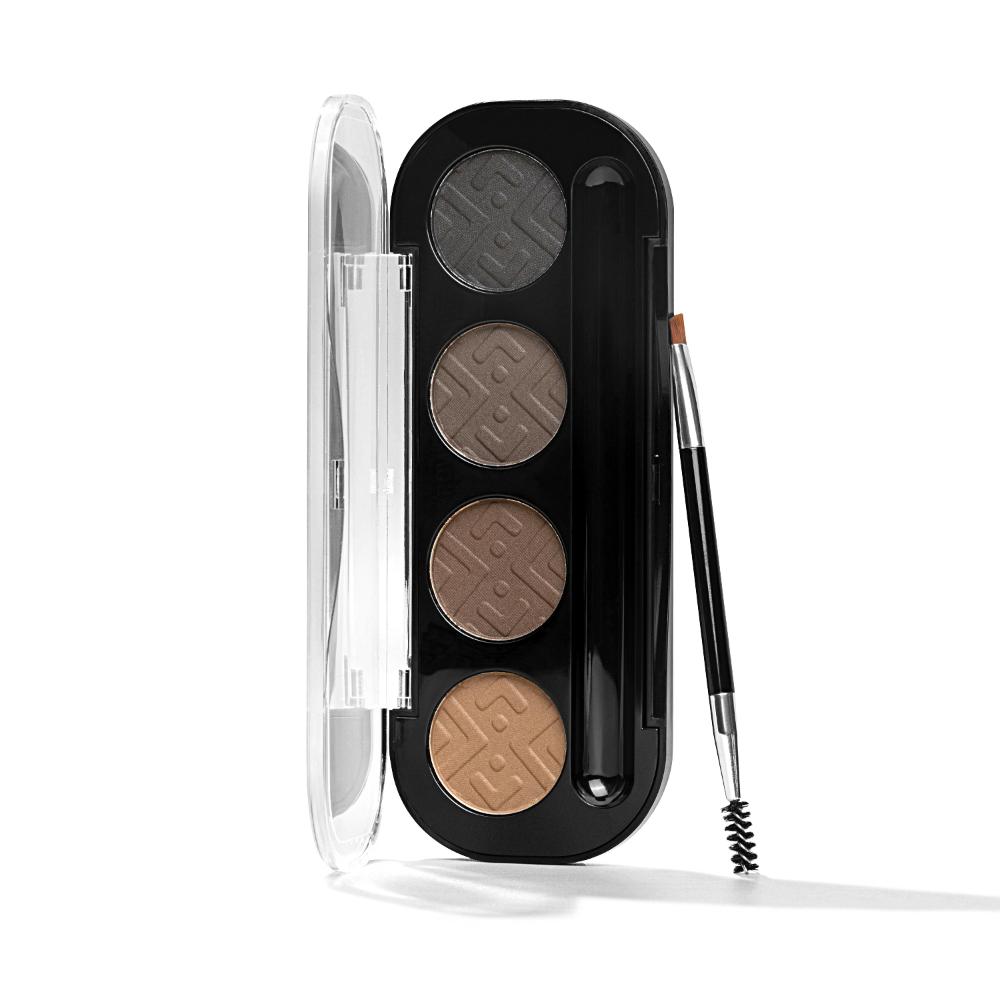 Eyebrow Definer Palette 4 colors - Fine Powder Formula With 2-in-1 Angled Spoolie Brush