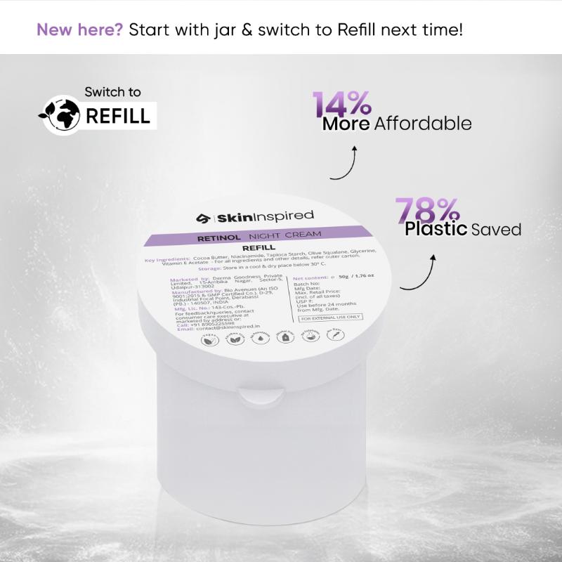 Retinol Night Cream Refill 0.1% Retinol & Hyaluronic Acid Anti-Wrinkle Cream