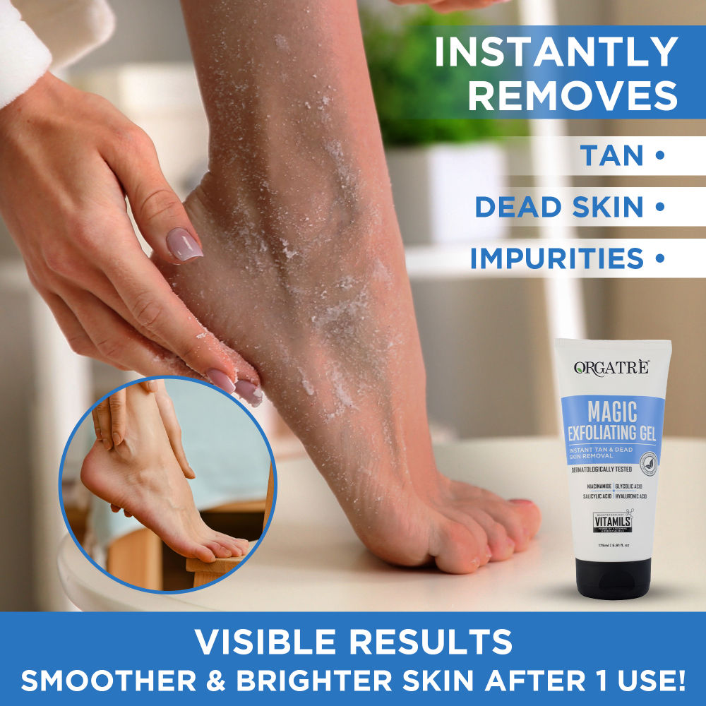 Instant Tan & Dead Skin Removal Exfoliating Gel For Women & Men - Tanning Dead Skin Remover