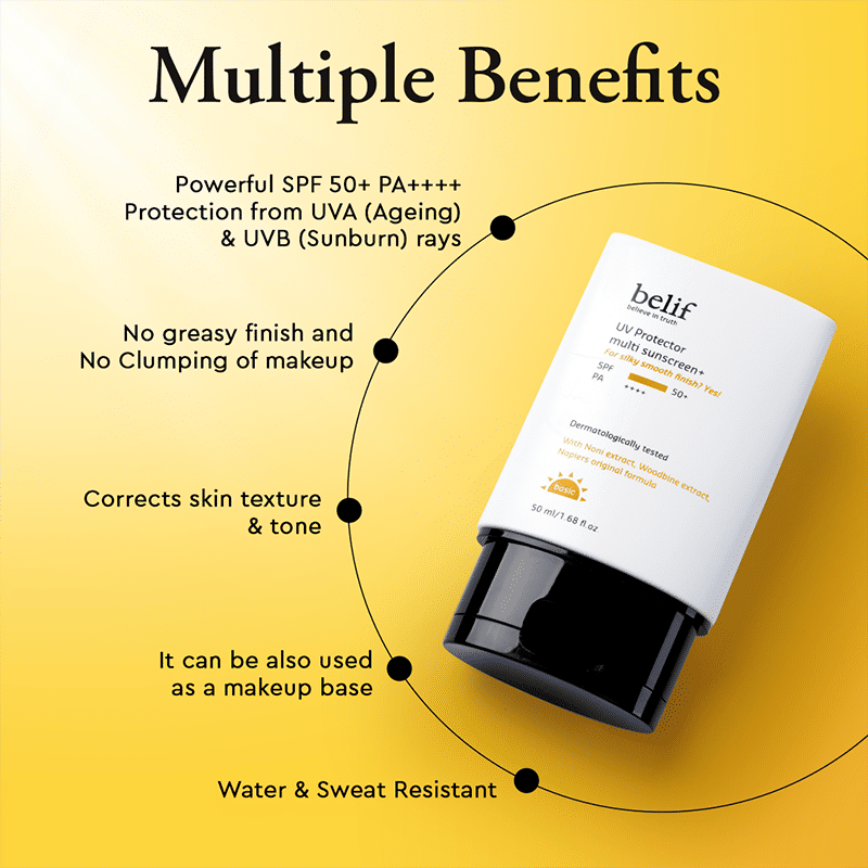 Multi-Vitamin Tinted Korean Sunscreen SPF50+ PA++++ Flawless Poreless Primer, In Vivo Tested