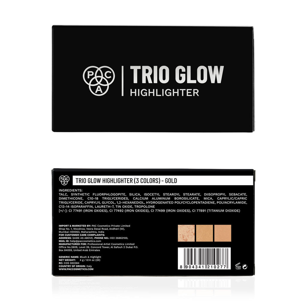 Trio Glow Highlighter X3 Gold - Ultra Blinding Finish, Silky Smooth Texture, Blends Seamlessly