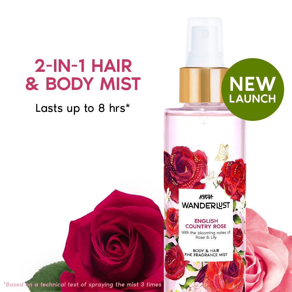 Nykaa Wanderlust French Lavender Perfume Body & Hair Mist, Long-lasting Fragrance - English Country Rose