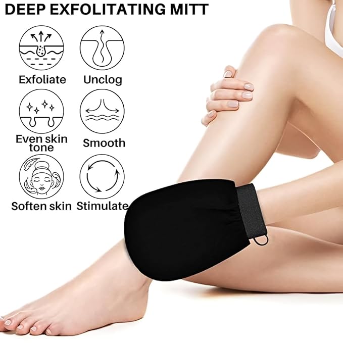 Exfoliating Bath Glove Body Scrubber Mitt Loofah for Tan Removal