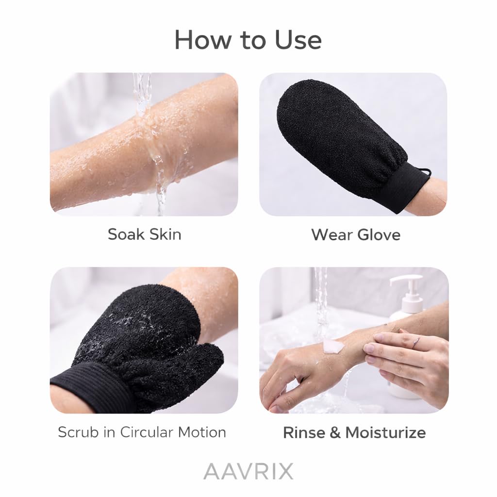 Exfoliating Bath Glove Body Scrubber Mitt Loofah for Tan Removal