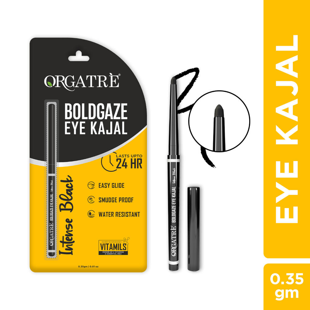 Boldgaze Waterproof Kajal Pencil - Smudge-Proof, 24H Lasting, Easy Glide, Intense Black