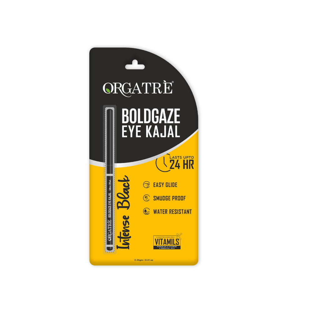 Boldgaze Waterproof Kajal Pencil - Smudge-Proof, 24H Lasting, Easy Glide, Intense Black