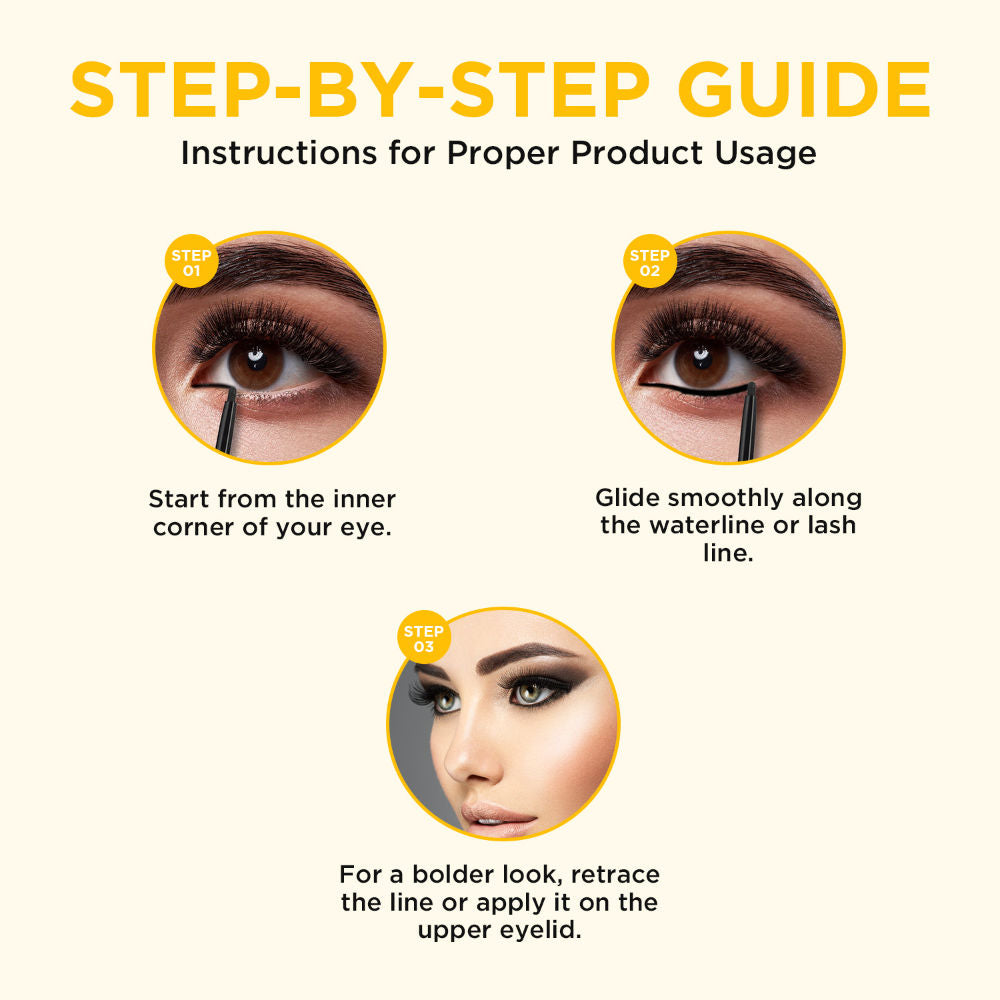 Boldgaze Waterproof Kajal Pencil - Smudge-Proof, 24H Lasting, Easy Glide, Intense Black