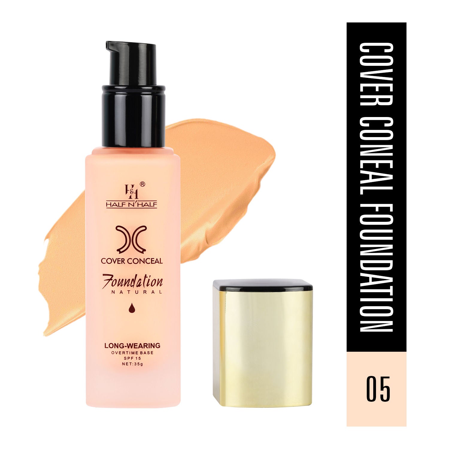 Cover Concealer Foundation Natural Longwearing Overtime Base SPF 15