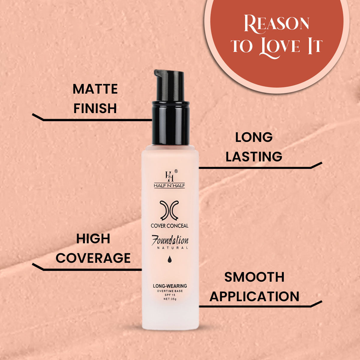 Cover Concealer Foundation Natural Longwearing Overtime Base SPF 15