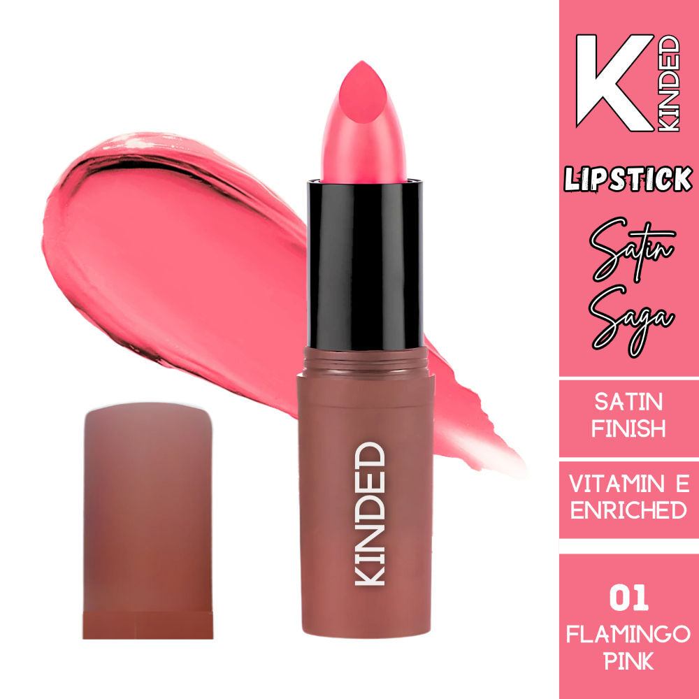 Satin Saga Bullet Creamy Lipstick With Satin Finish & Vitamin E - 01 Flamingo Pink