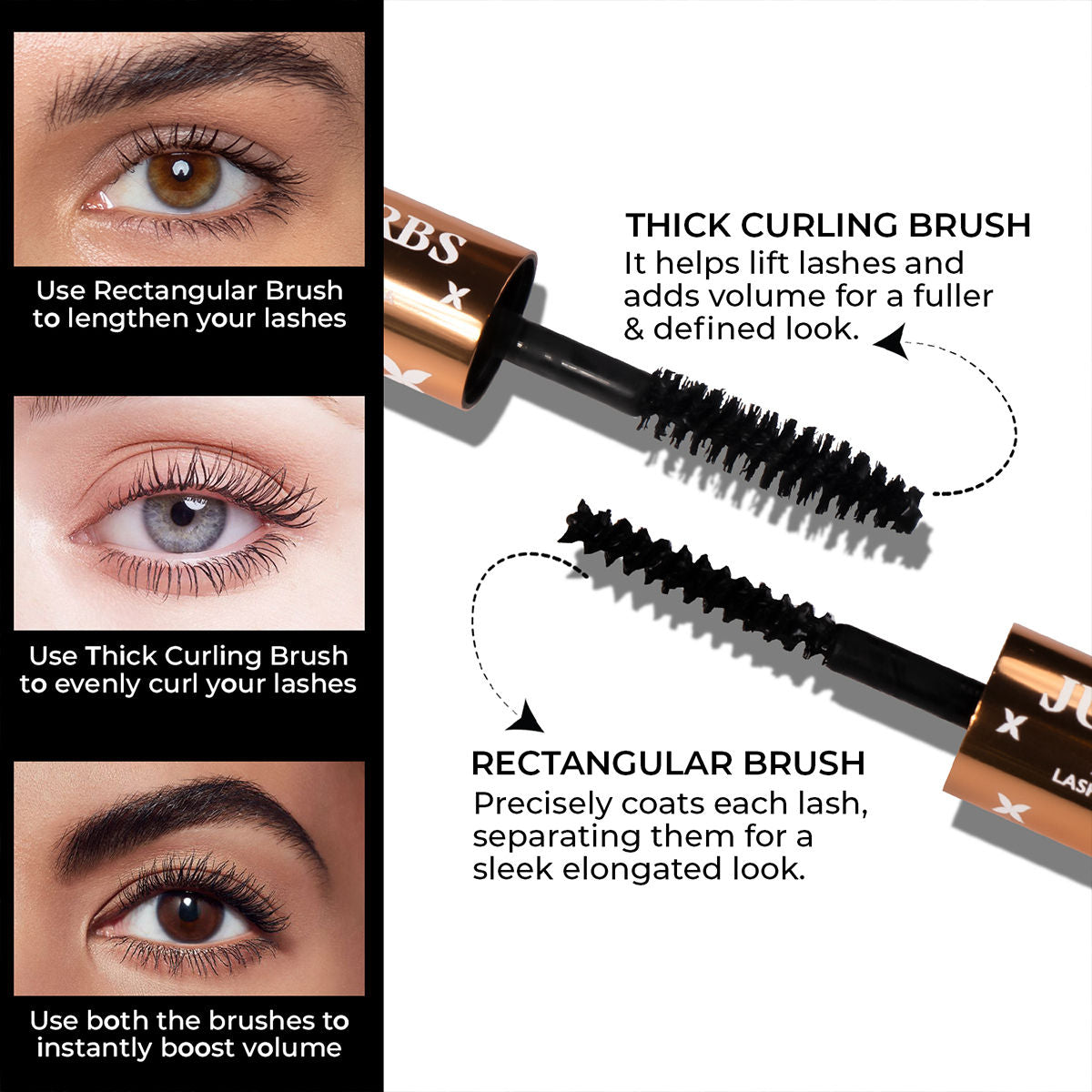 2-in-1 Serum Infused Lash Enhancing Mascara with Castor Oil Volumizing & Curling - Black
