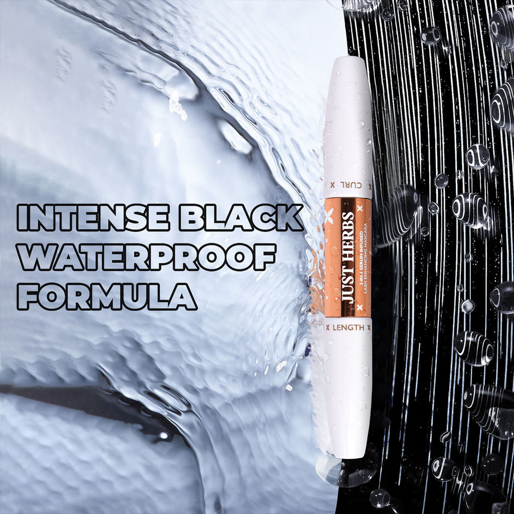 2-in-1 Serum Infused Lash Enhancing Mascara with Castor Oil Volumizing & Curling - Black