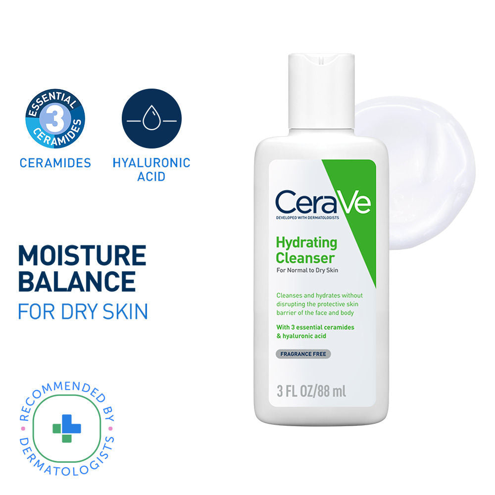 Hydrating Cleanser Non-Foaming Face Wash for Dry Skin with Ceramides, Dermatologist Recommend