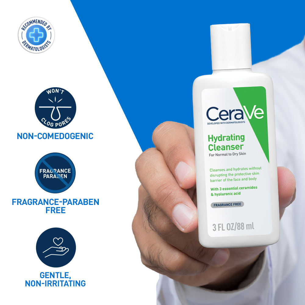 Hydrating Cleanser Non-Foaming Face Wash for Dry Skin with Ceramides, Dermatologist Recommend