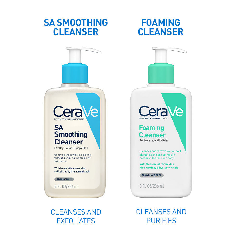 SA Smoothing Cleanser For Dry, Rough & Bumpy Skin, Face Wash With Salicylic Acid & Ceramides