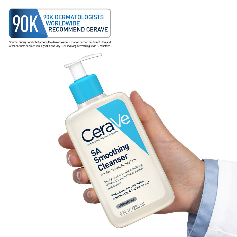 SA Smoothing Cleanser For Dry, Rough & Bumpy Skin, Face Wash With Salicylic Acid & Ceramides