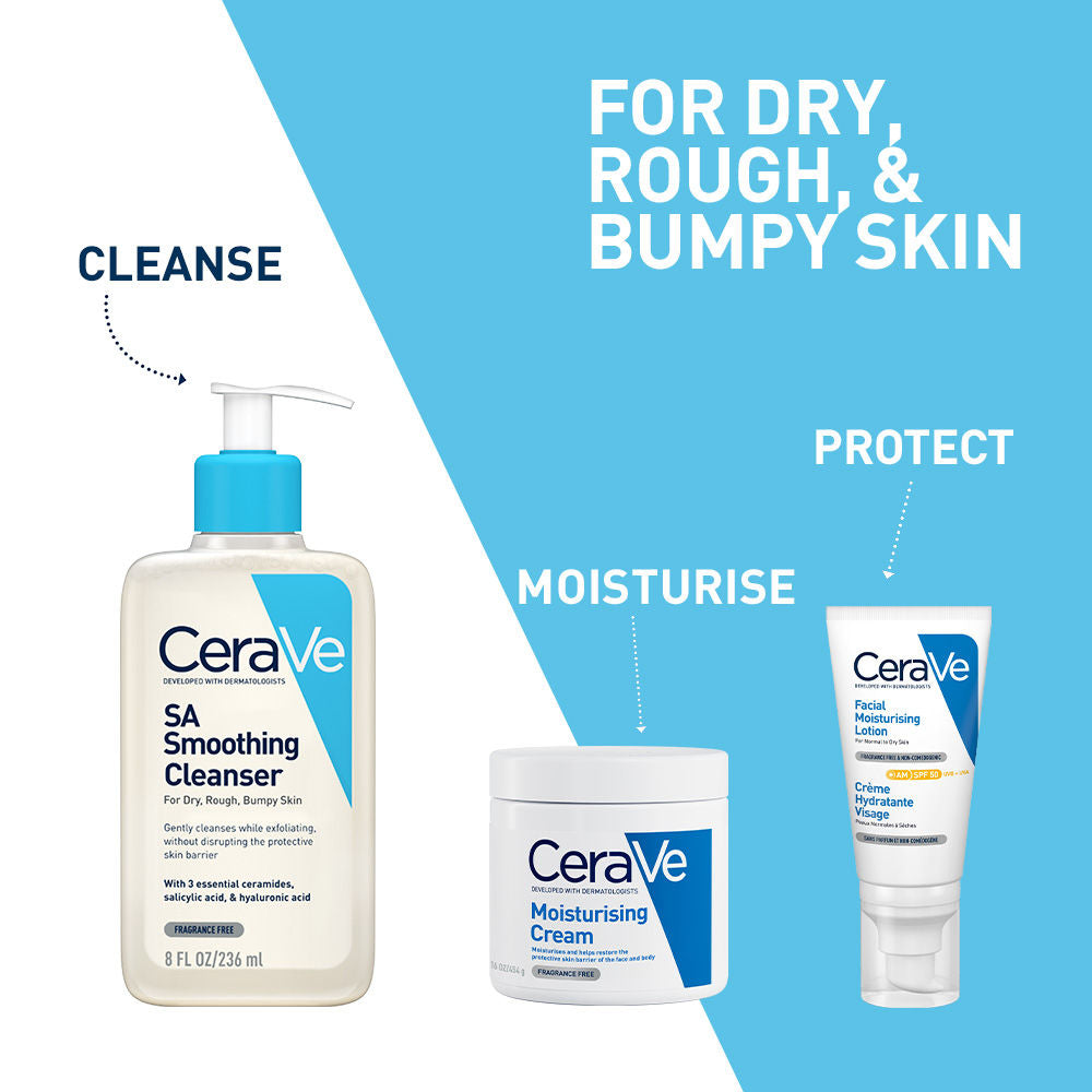 SA Smoothing Cleanser For Dry, Rough & Bumpy Skin, Face Wash With Salicylic Acid & Ceramides
