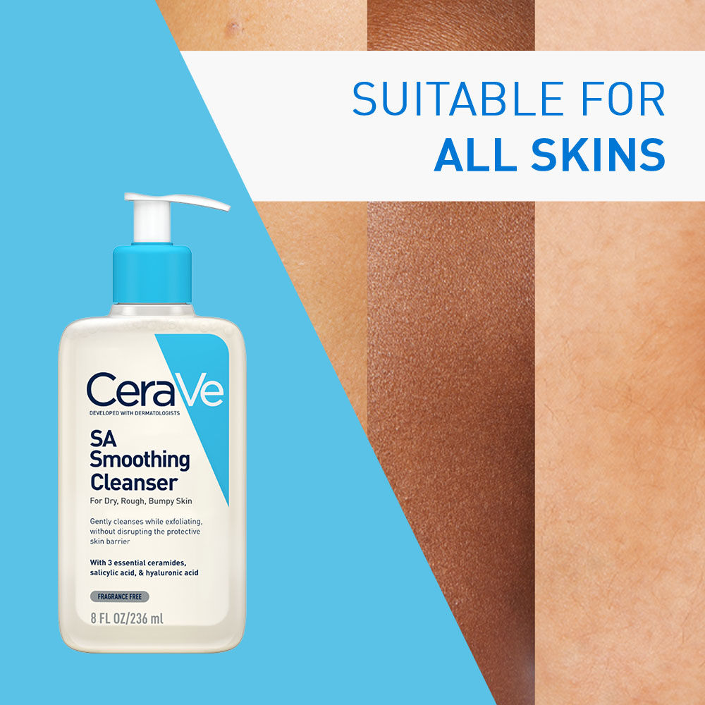 SA Smoothing Cleanser For Dry, Rough & Bumpy Skin, Face Wash With Salicylic Acid & Ceramides